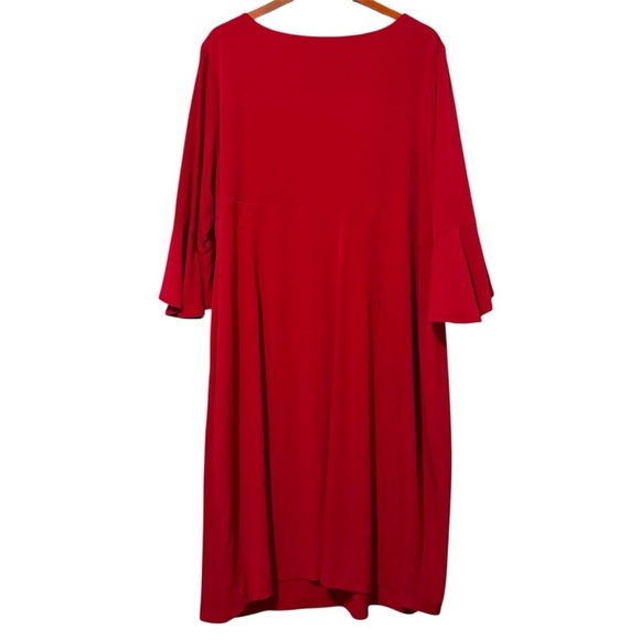 Connected Apparel Red Stretch Bell Sleeve Sheath Dress Size 24W - Picture 2 of 4